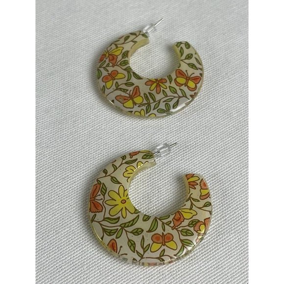 Vintage Yellow Beaded Necklace Earrings Set Floral Beaded Plastic Cottagecore - Picture 5 of 8